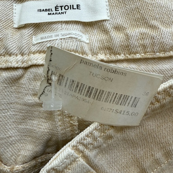 Isabel Marant Etoile Tucson Jeans Womens High Rise Crop Straight Leg Beige - Picture 3 of 3